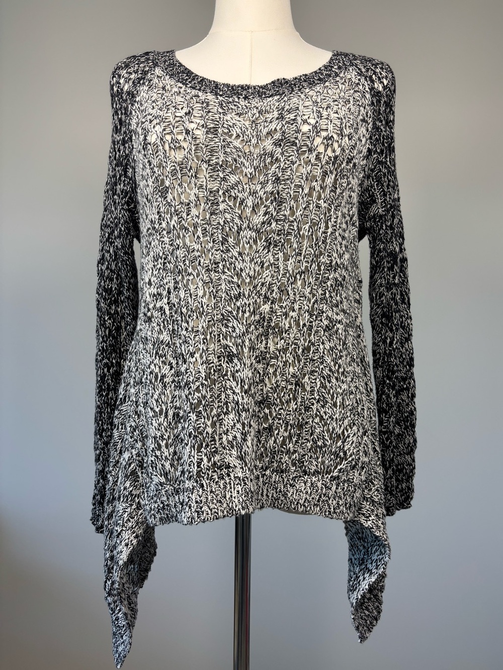 ANTHROPOLOGIE LeifNotes Marled Lace Layered Asymmetrical Sweater Top Size S